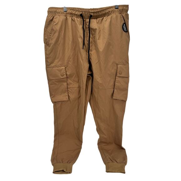 Southpole Jogger Pants Mens Large Khaki Tan Cargo Stretch Activewear 30" Inseam - Picture 2 of 7